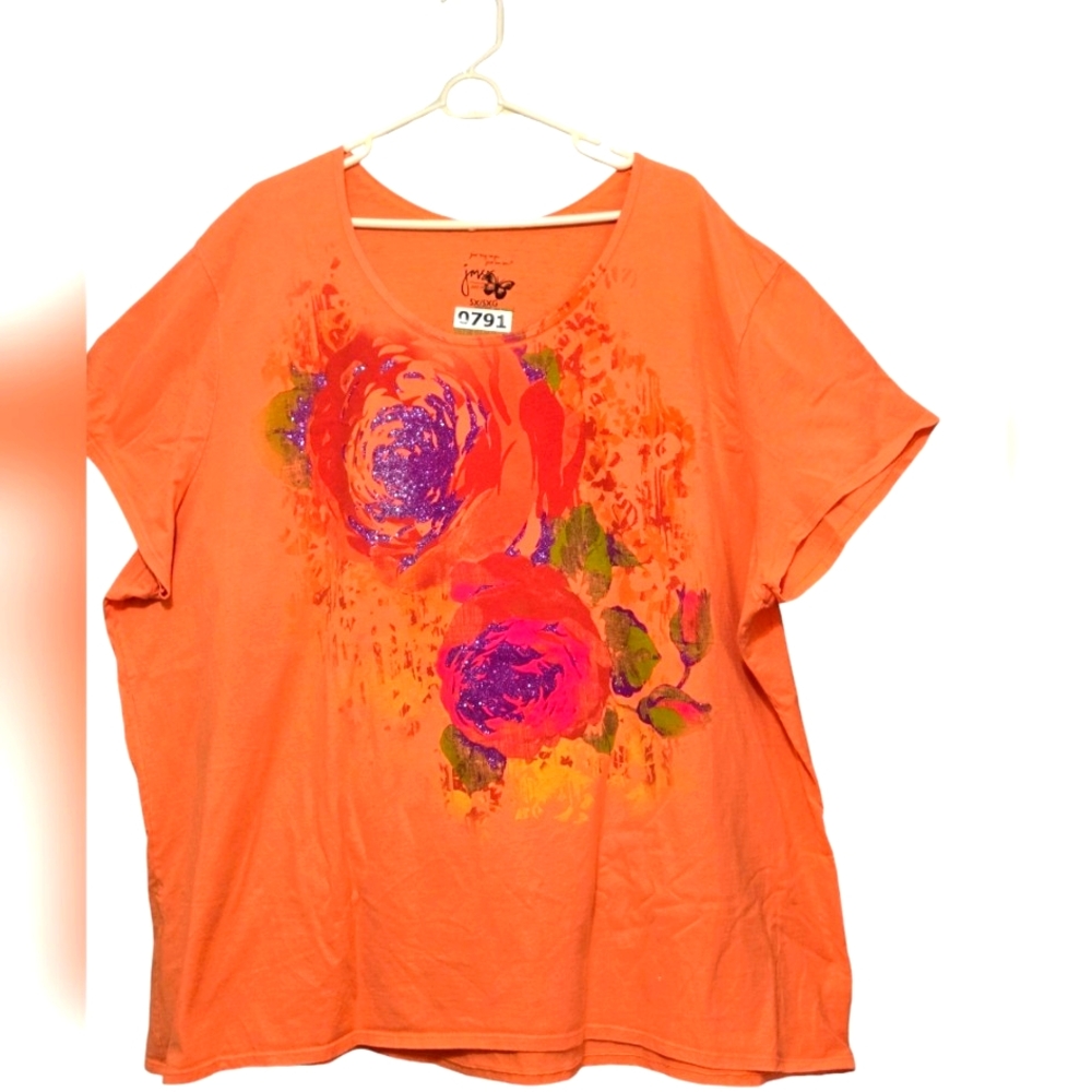 *T25791 Orange Vintage  JMS Design  Round  Neck Tee
